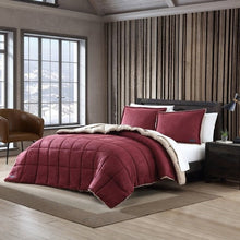 Load image into Gallery viewer, Twin Plush Sherpa Reversible Micro Suede Comforter Set in Marron