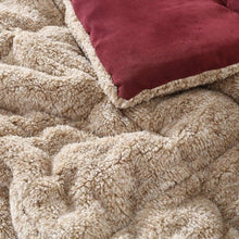 Load image into Gallery viewer, Twin Plush Sherpa Reversible Micro Suede Comforter Set in Marron