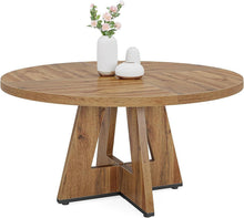 Load image into Gallery viewer, Modern Kitchen 4-Person Circular Dining Table in Retro Brown Wood Finish