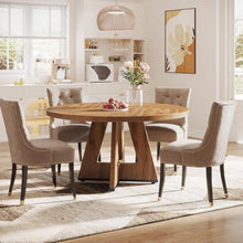Load image into Gallery viewer, Modern Kitchen 4-Person Circular Dining Table in Retro Brown Wood Finish