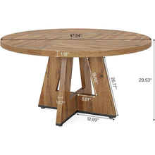 Load image into Gallery viewer, Modern Kitchen 4-Person Circular Dining Table in Retro Brown Wood Finish