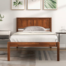 Load image into Gallery viewer, Twin Size Retro Wood Platform Bed Frame with Headboard in Walnut
