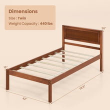 Load image into Gallery viewer, Twin Size Retro Wood Platform Bed Frame with Headboard in Walnut
