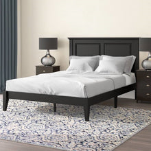 Load image into Gallery viewer, Full Traditional Solid Oak Wooden Platform Bed Frame with Headboard in Black