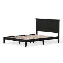Load image into Gallery viewer, Queen Traditional Solid Oak Wooden Platform Bed Frame with Headboard in Black