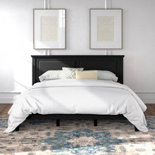 Load image into Gallery viewer, King Traditional Solid Oak Wooden Platform Bed Frame with Headboard in Black