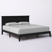Load image into Gallery viewer, King Traditional Solid Oak Wooden Platform Bed Frame with Headboard in Black