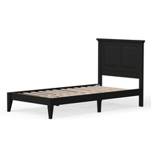 Load image into Gallery viewer, Twin Traditional Solid Oak Wooden Platform Bed Frame with Headboard in Black