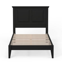 Load image into Gallery viewer, Twin Traditional Solid Oak Wooden Platform Bed Frame with Headboard in Black
