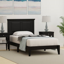 Load image into Gallery viewer, Twin Traditional Solid Oak Wooden Platform Bed Frame with Headboard in Black