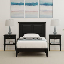 Load image into Gallery viewer, Twin Traditional Solid Oak Wooden Platform Bed Frame with Headboard in Black