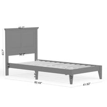 Load image into Gallery viewer, Twin Traditional Solid Oak Wooden Platform Bed Frame with Headboard in Black