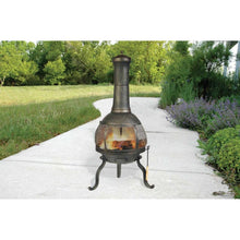 Load image into Gallery viewer, Rustic Outdoor Steel Cast Iron Chimenea Wood Fire Pit