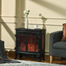 Load image into Gallery viewer, Black Remote Controlled Electric Fireplace Heater Realistic LED Flames and Logs