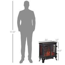 Load image into Gallery viewer, Black Remote Controlled Electric Fireplace Heater Realistic LED Flames and Logs