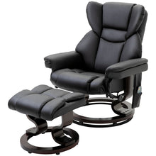 Load image into Gallery viewer, Adjustable Black Faux Leather Remote Massage Recliner Chair w/ Ottoman