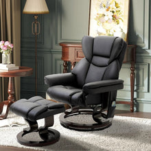 Load image into Gallery viewer, Adjustable Black Faux Leather Remote Massage Recliner Chair w/ Ottoman