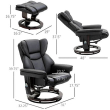 Load image into Gallery viewer, Adjustable Black Faux Leather Remote Massage Recliner Chair w/ Ottoman