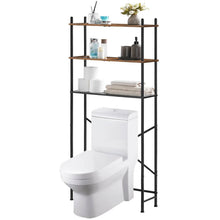 Load image into Gallery viewer, Industrial Metal Wood Style Over the Toilet Freestanding Storage Shelving Unit