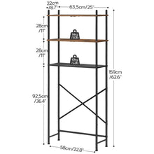 Load image into Gallery viewer, Industrial Metal Wood Style Over the Toilet Freestanding Storage Shelving Unit