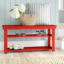 Load image into Gallery viewer, Red Wooden 2-Shelf Shoe Rack Storage Bench for Entryway or Closet