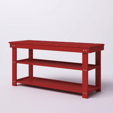 Load image into Gallery viewer, Red Wooden 2-Shelf Shoe Rack Storage Bench for Entryway or Closet