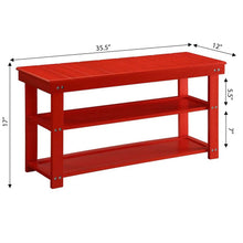 Load image into Gallery viewer, Red Wooden 2-Shelf Shoe Rack Storage Bench for Entryway or Closet