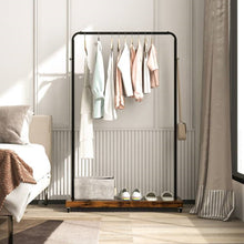 Load image into Gallery viewer, Industrial Style Heavy Duty Metal Pipe Clothes Garment Rack with Bottom Shelf