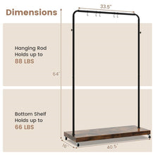Load image into Gallery viewer, Industrial Style Heavy Duty Metal Pipe Clothes Garment Rack with Bottom Shelf