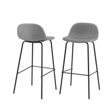 Load image into Gallery viewer, Set of 2 - Modern Low Back Barstool with Black Metal Frame and Grey Linen Seat