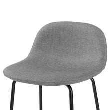 Load image into Gallery viewer, Set of 2 - Modern Low Back Barstool with Black Metal Frame and Grey Linen Seat