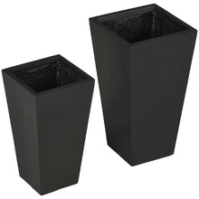 Load image into Gallery viewer, Set of 2 Modern Lightweight Black Outdoor Patio Flower Pot Tall Planter Box