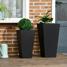 Load image into Gallery viewer, Set of 2 Modern Lightweight Black Outdoor Patio Flower Pot Tall Planter Box