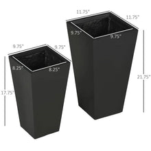 Load image into Gallery viewer, Set of 2 Modern Lightweight Black Outdoor Patio Flower Pot Tall Planter Box