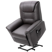 Load image into Gallery viewer, Brown Electric PU Leather Power Lift Chair with Remote Control &amp; Side Pockets