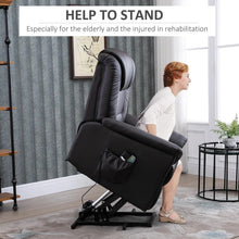 Load image into Gallery viewer, Brown Electric PU Leather Power Lift Chair with Remote Control &amp; Side Pockets