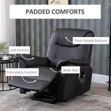 Load image into Gallery viewer, Brown Electric PU Leather Power Lift Chair with Remote Control &amp; Side Pockets