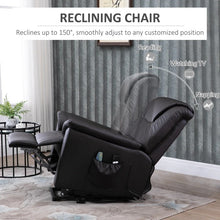 Load image into Gallery viewer, Brown Electric PU Leather Power Lift Chair with Remote Control &amp; Side Pockets