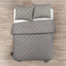 Load image into Gallery viewer, King Size Soft Pleated Grey Cotton 3 Piece Comforter Set