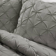 Load image into Gallery viewer, King Size Soft Pleated Grey Cotton 3 Piece Comforter Set