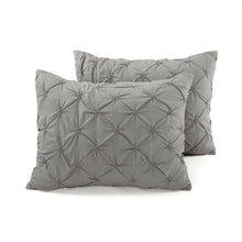 Load image into Gallery viewer, King Size Soft Pleated Grey Cotton 3 Piece Comforter Set