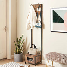 Load image into Gallery viewer, Modern Industrial Metal Wood Entryway Hall Tree Shoe Storage Bench Coat Rack
