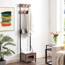 Load image into Gallery viewer, Modern Industrial Metal Wood Entryway Hall Tree Shoe Storage Bench Coat Rack