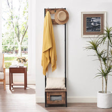 Load image into Gallery viewer, Modern Industrial Metal Wood Entryway Hall Tree Shoe Storage Bench Coat Rack