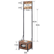 Load image into Gallery viewer, Modern Industrial Metal Wood Entryway Hall Tree Shoe Storage Bench Coat Rack