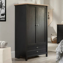 Load image into Gallery viewer, Bedroom Armoire Cabinet with Bottom Storage Drawer in Black Oak Wood Finish