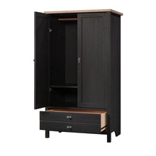 Load image into Gallery viewer, Bedroom Armoire Cabinet with Bottom Storage Drawer in Black Oak Wood Finish