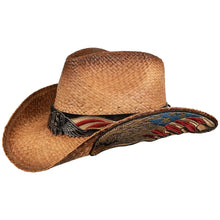 Load image into Gallery viewer, Deadwood Trading Patriot Rider - Raffia Straw Cowboy Hat