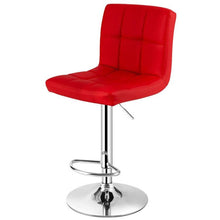 Load image into Gallery viewer, Set of 2 Modern Adjustable Height Barstools w/ Comfortable Red PU Leather Seat