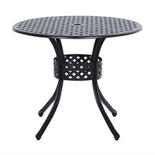 Load image into Gallery viewer, Round Metal 36-inch Outdoor Patio Table in Black Cast Aluminum